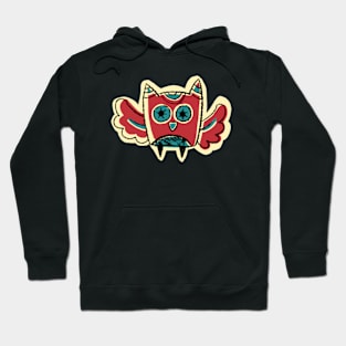 Short and Red Simple Owl Illustration Hoodie